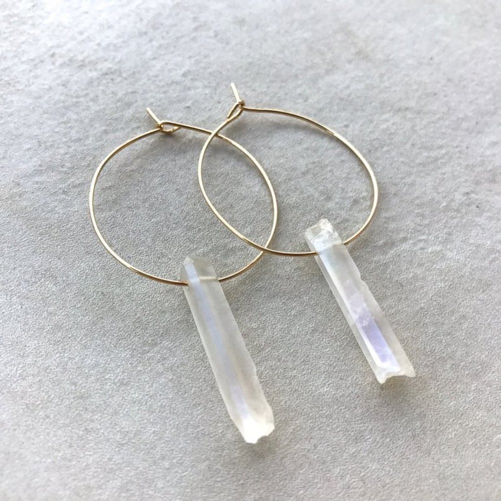 Crystal Pendant Hoop Earrings - Picture 4 of 9